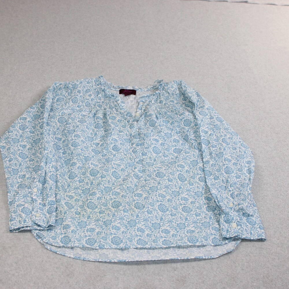 J Crew Liberty Fabric Shirt Women Medium Floral Cotton Henley Coastal Boho Twee
